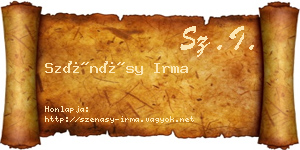 Szénásy Irma névjegykártya