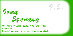 irma szenasy business card